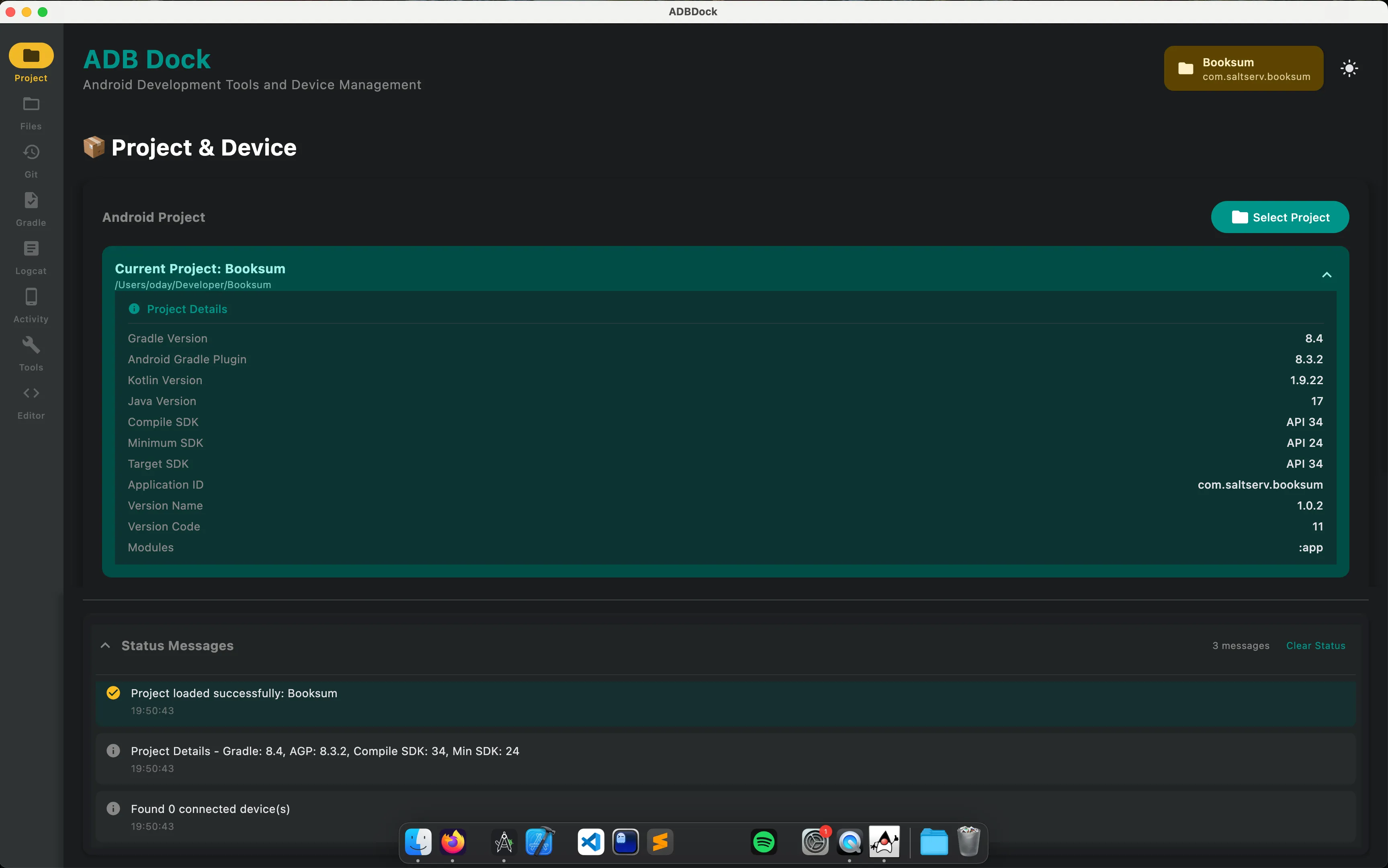 ADB Dock Project View