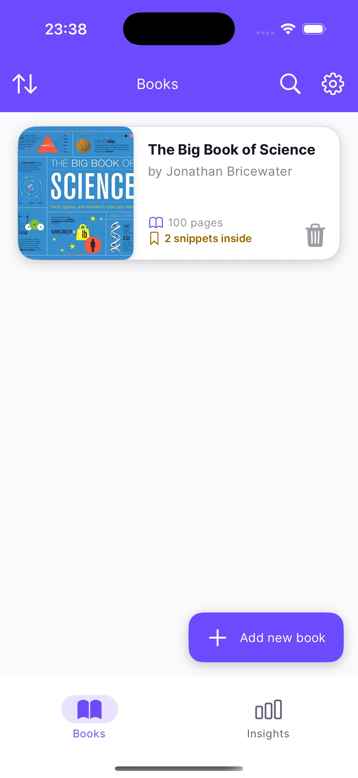 Booksum bookshelf on iPhone