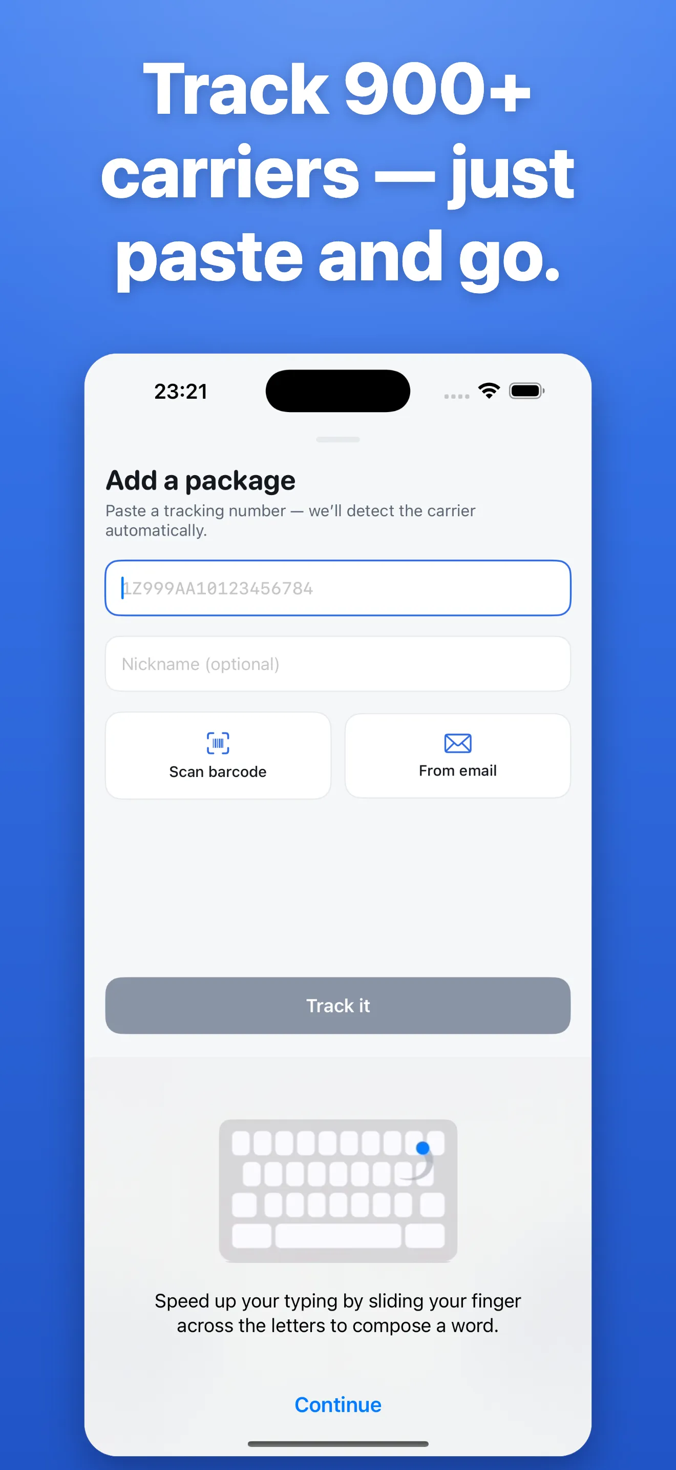 Underway home and lock screen widgets showing the next delivery