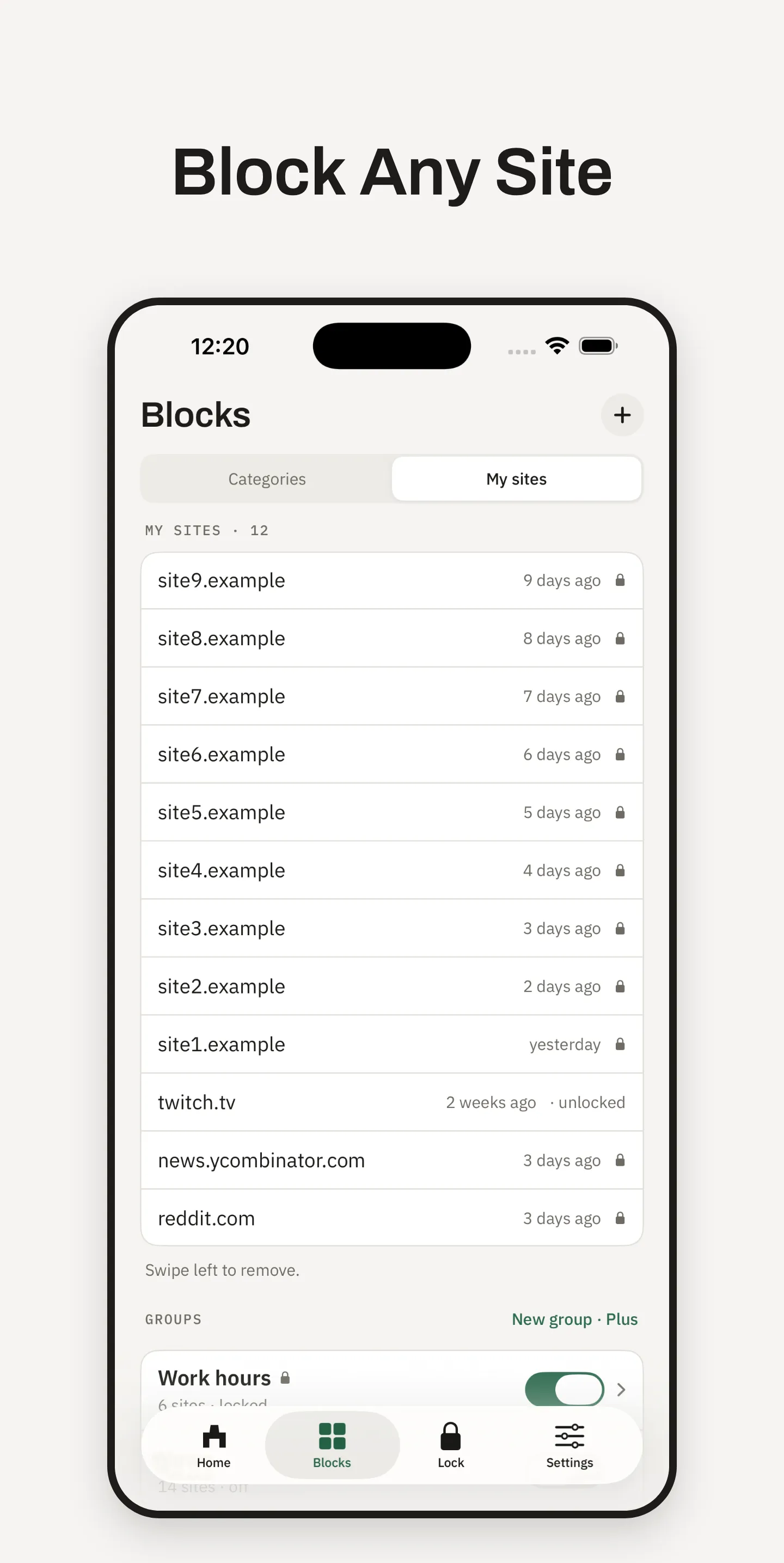 Ward My sites: your own blocked sites and always-allowed sites