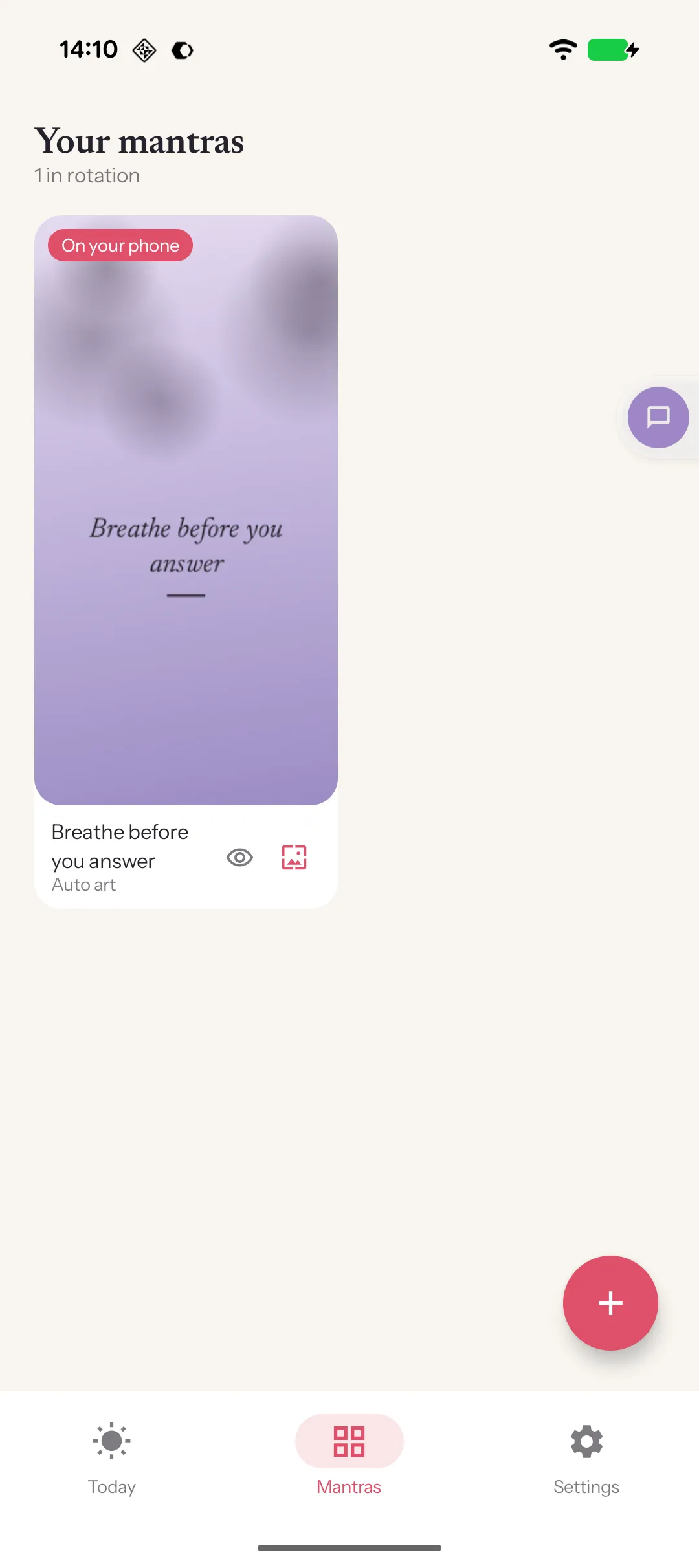 Mantra list of the user's mantras